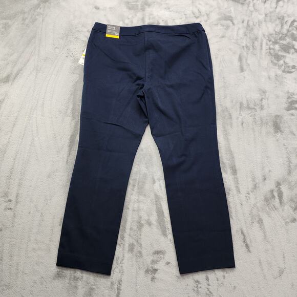 NEW Alfani Pants Womens 14 PETITE Blue Pull On Slim Leg Front Seam Zip Pockets - Picture 2 of 13